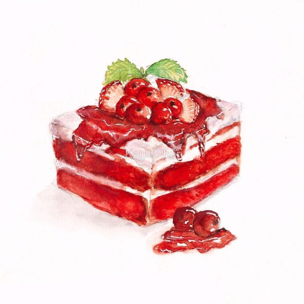 Акварельный кусочек торта
