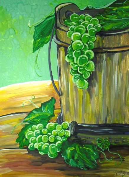 Виноград живопись гуашью