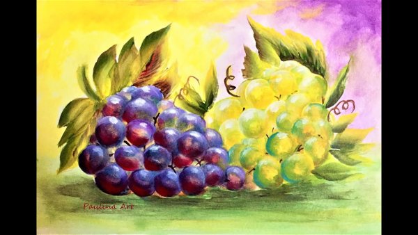 Виноград акварелью для детей