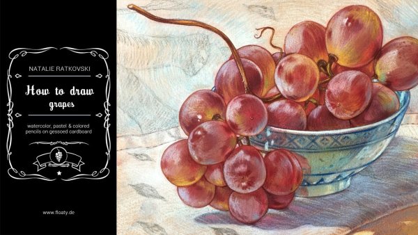 Виноград цветными карандашами