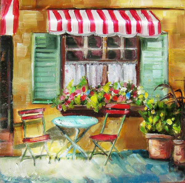 Италия кафе акварель