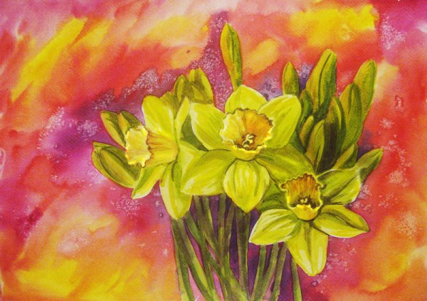 Нарисовать Нарцисс гуашью