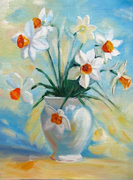 Нарциссы гуашью