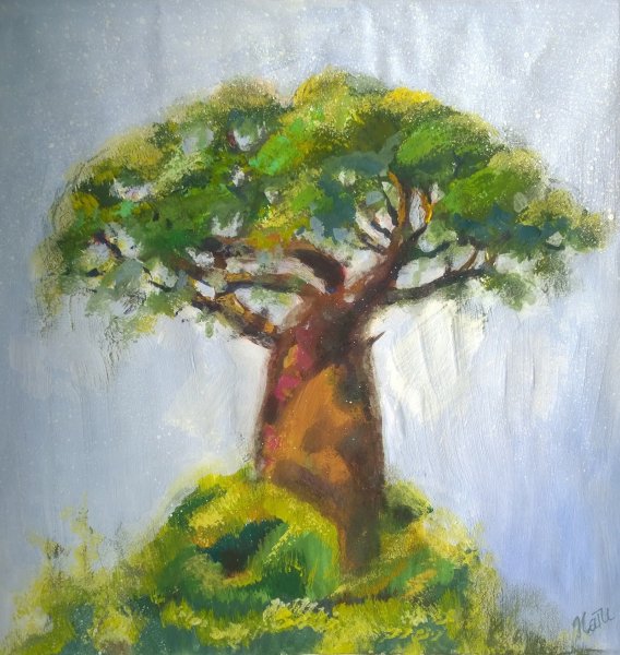 Правополушарное рисование дерево в пустыне