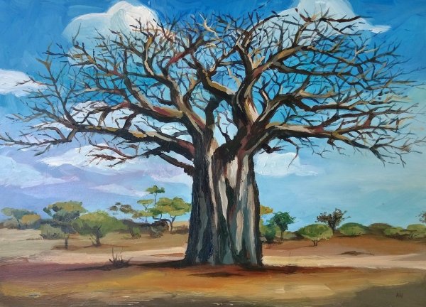 Баобаб силуэт вектор