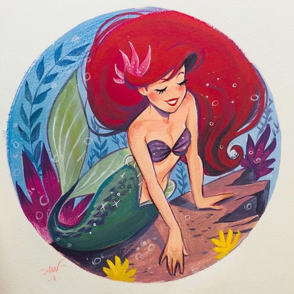 Русалочка гуашью