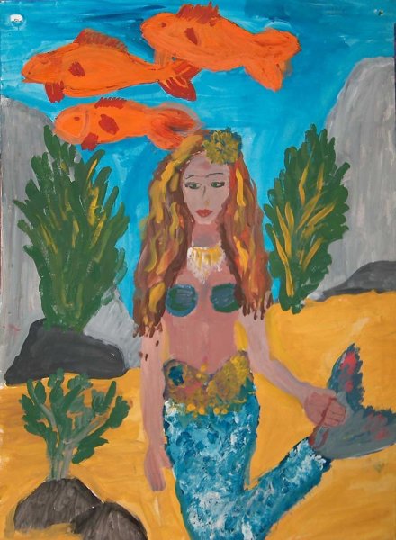 Русалка гуашью