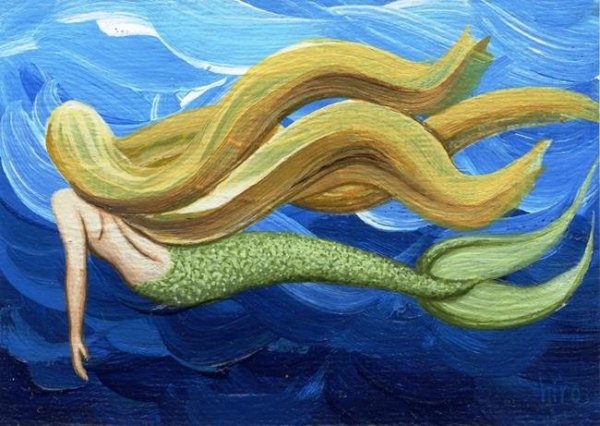 Русалочка акварель