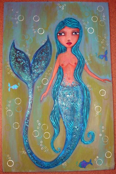 Русалка гуашью