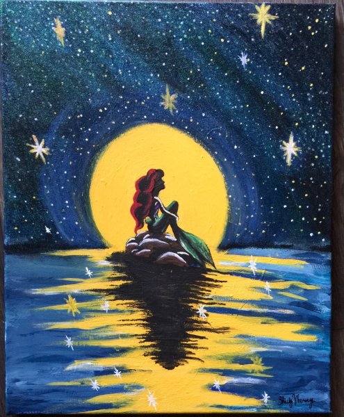 Русалка гуашью для детей