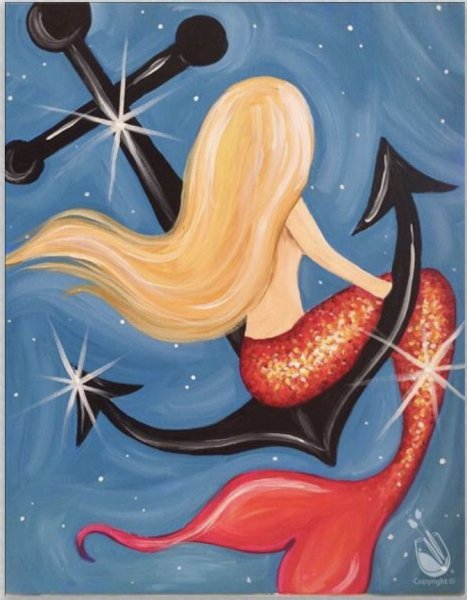 Русалка акварель