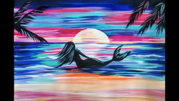 Русалочка акварель