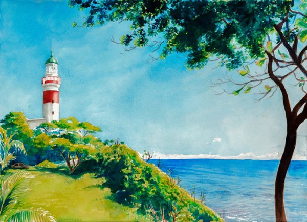 Маяк гуашью