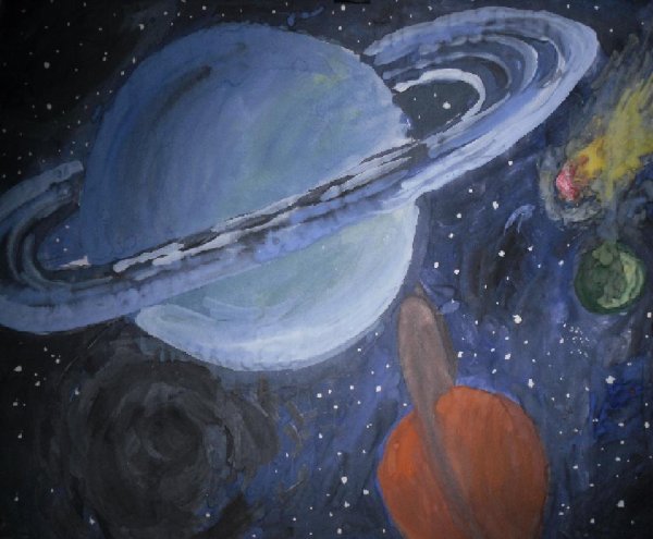 Планета Сатурн красками