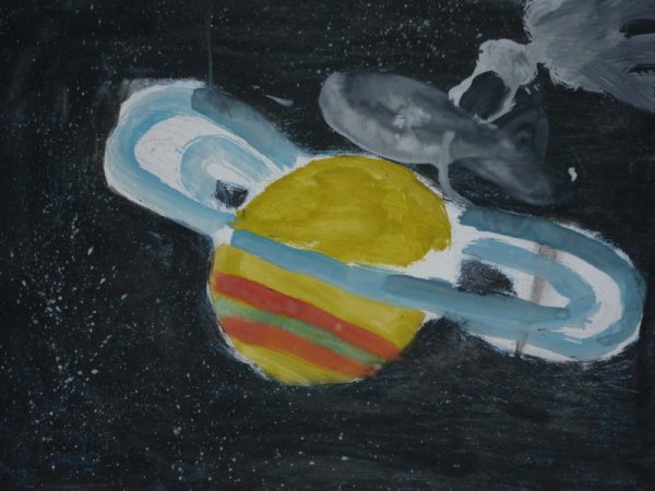 Планета Сатурн красками