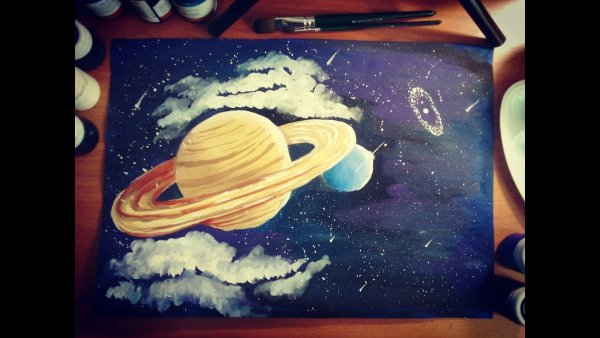 Сатурн Планета рисунок гуашью