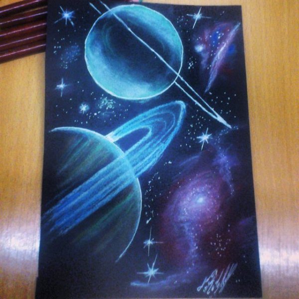 Планеты сухой пастелью