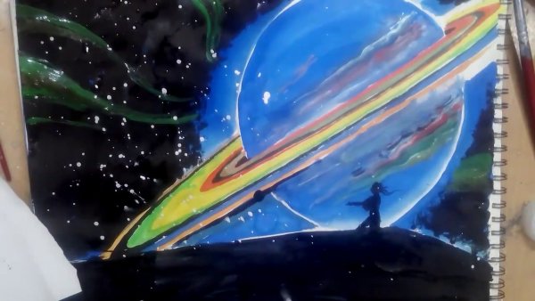 Нарисовать Сатурн красками