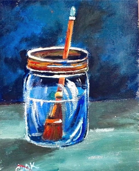 Банка с кисточками