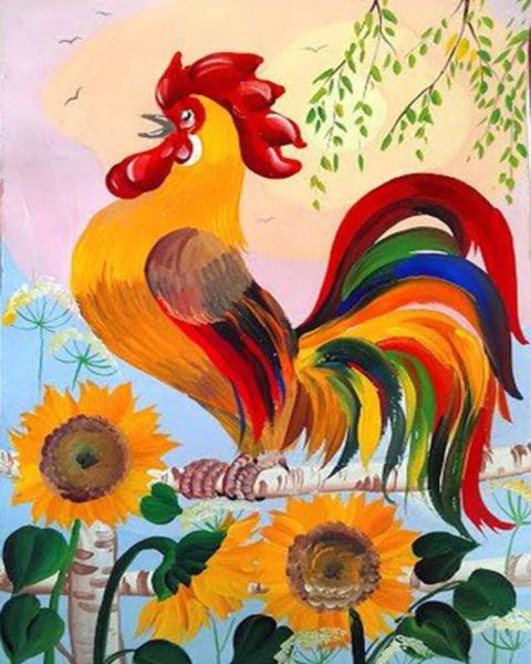 Петушок для рисования детям