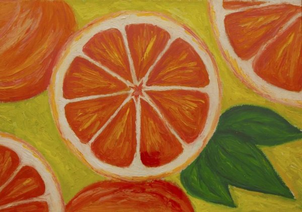 Апельсин гуашью