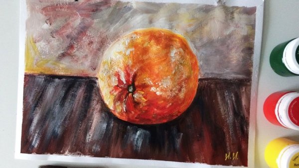 Апельсин гуашью
