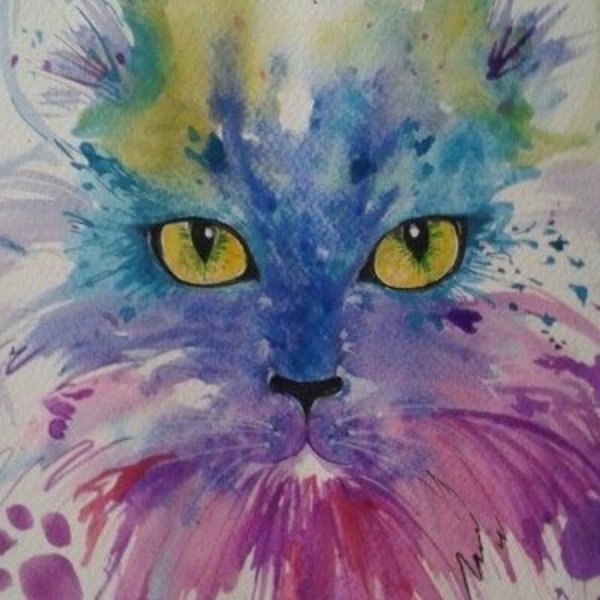 Рисование пятнами кот