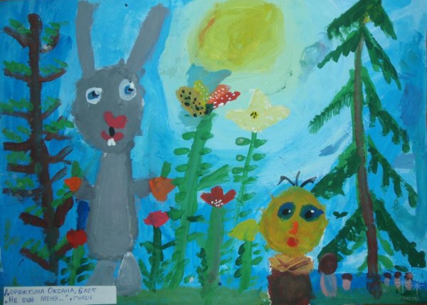 Рисунки 3-4 лет Колобок гуашь