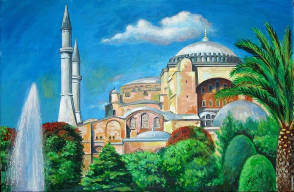 Мечеть цветными карандашами