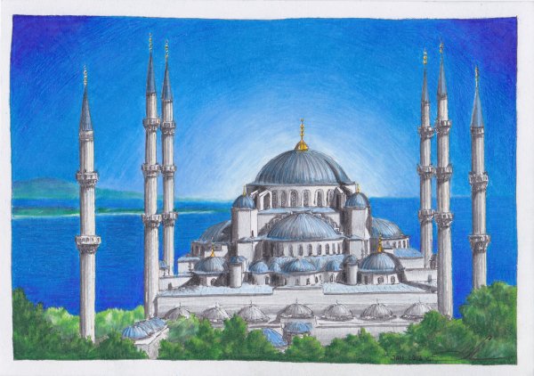 Голубая мечеть в Стамбуле карандашом