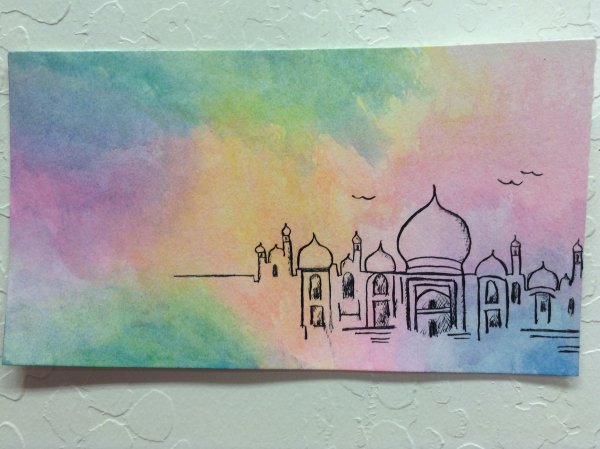 Мечеть рисунок красками