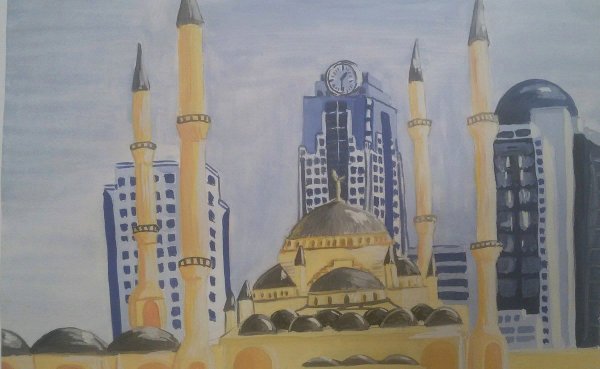 Нарисовать мечеть сердце Чечни