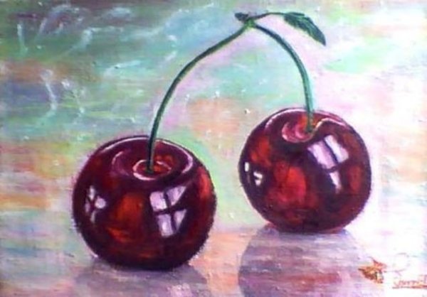 Вишенки акриловыми красками