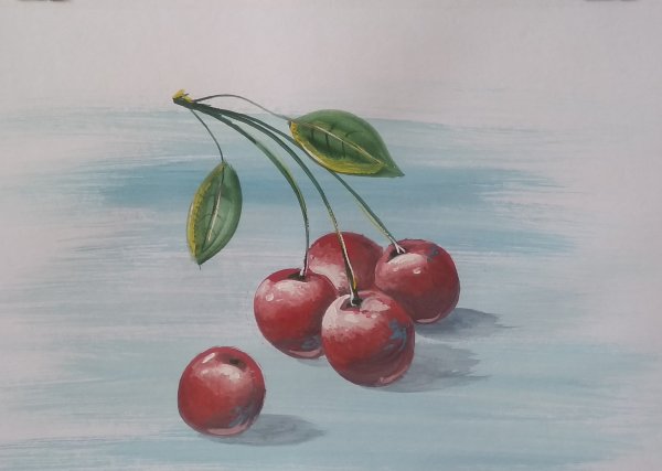Рисуем Вишенки красками