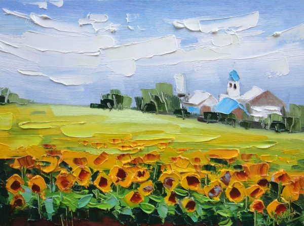 Летний пейзаж мастихином