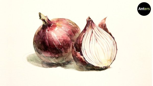 Лук акварелью