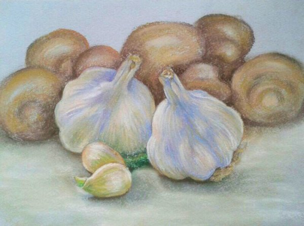 Чеснок акварелью
