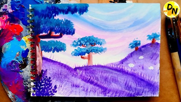 Как нарисовать холмы гуашью