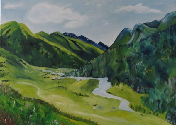 Горы акварелью