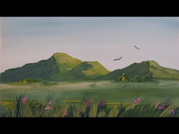 Холмы гуашью