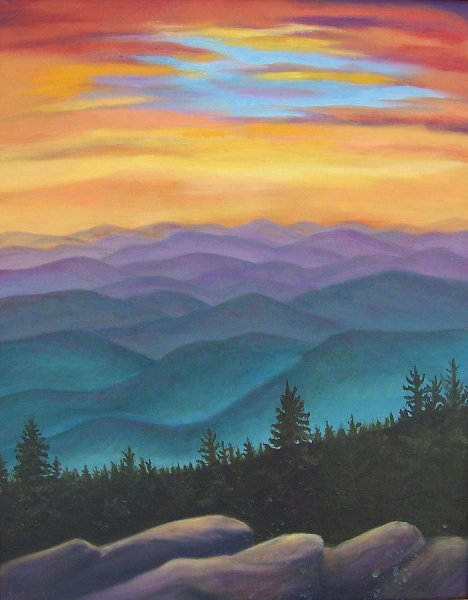Горы рассвет живопись