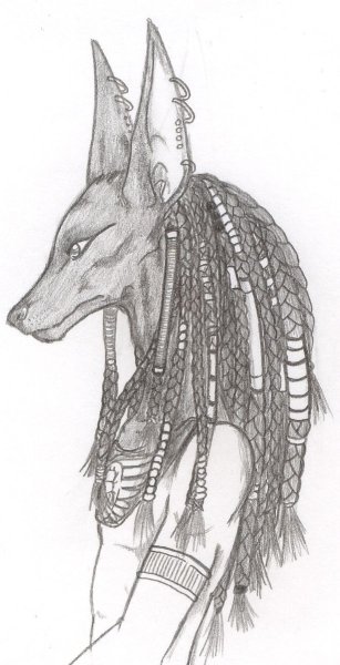 Эскизы тату Анубиса на спине