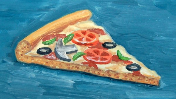 Рисуем пиццу гуашью
