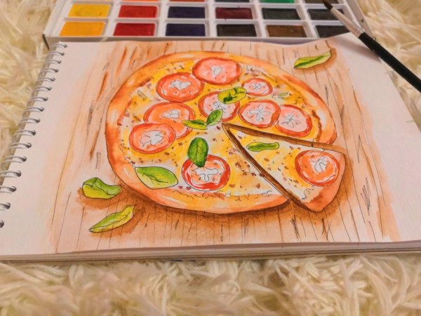 Рисование пиццы с детьми