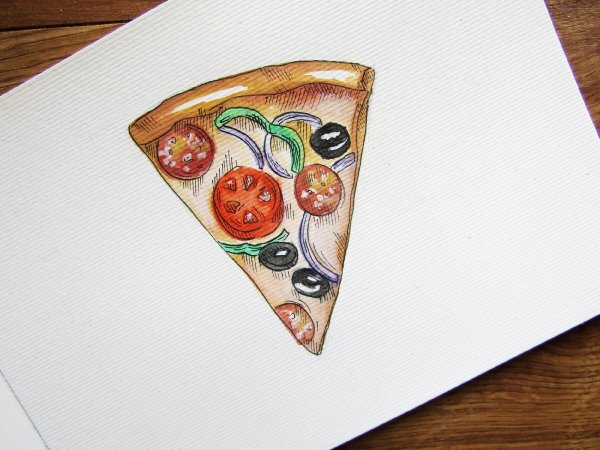 Рисование красками пицца