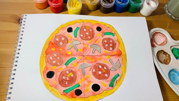 Рисование пиццы с детьми