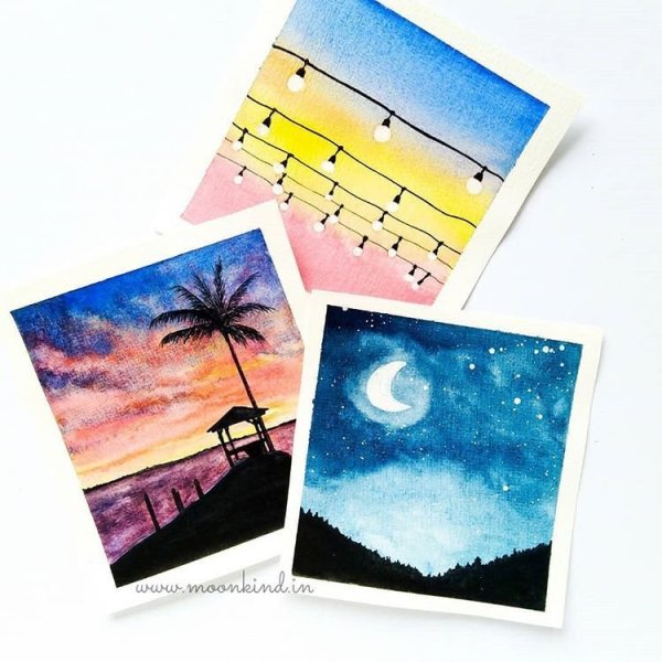 Полароидные пейзажи акварелью