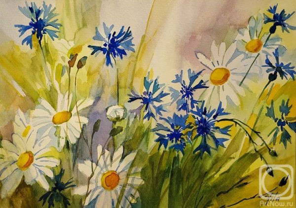 Василек гуашью