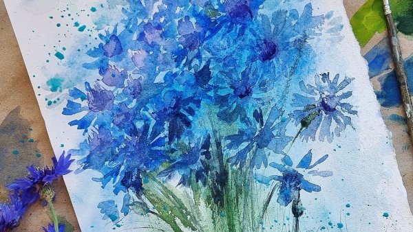 Акварельные васильки