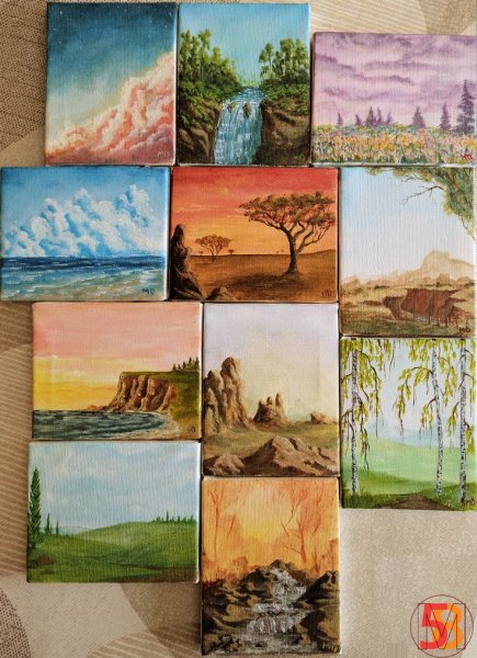 Миниатюры акварелью пейзаж